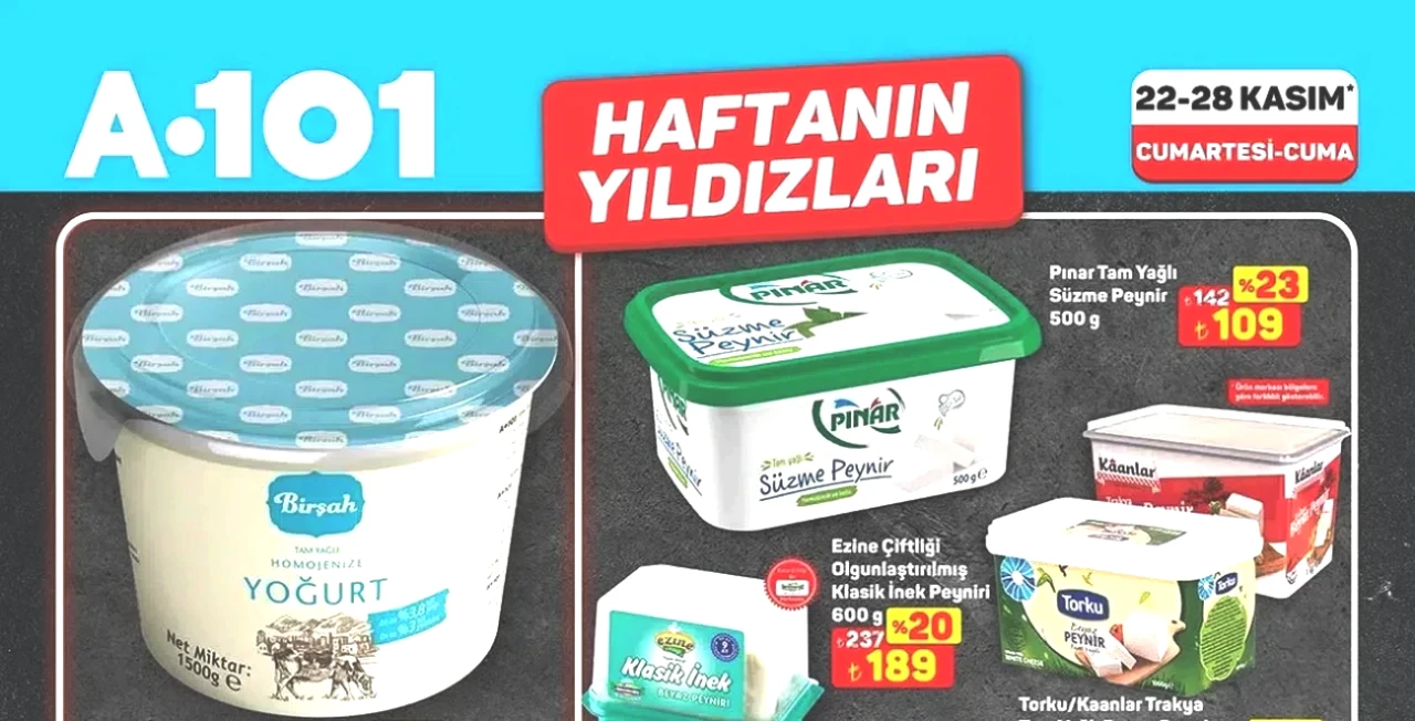 A101'de Yoğurt ve Temizlik Ürünlerinde Kaçırılmayacak İndirimler! 22-28 Kasım Aktüel Fırsatları