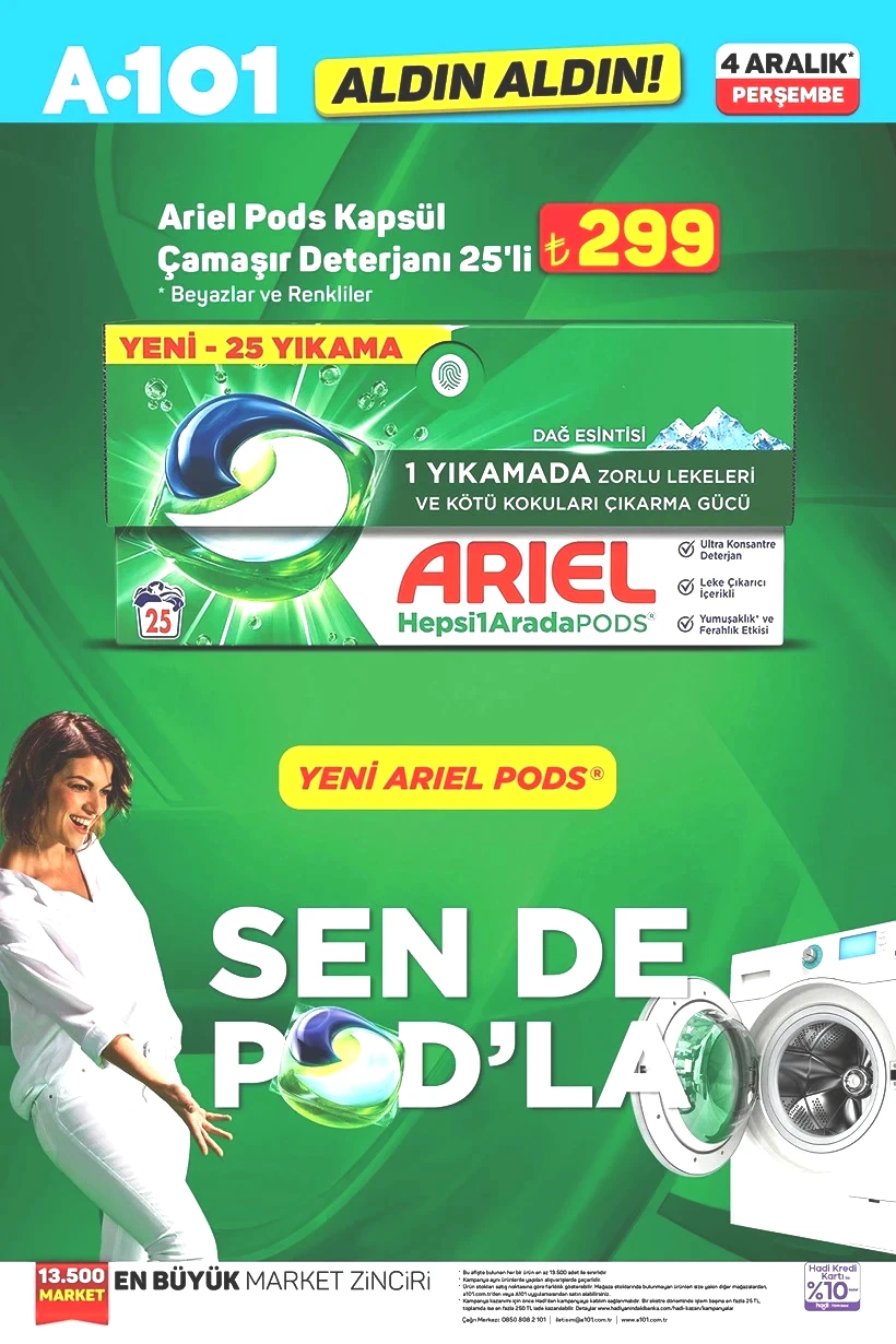 A101 29 KASIM - 5 ARALIK 2025 KATALOĞU Haftanın Yıldızları Ariel Kapsül Çamaşır Deterjanı Geldi - Resim : 2
